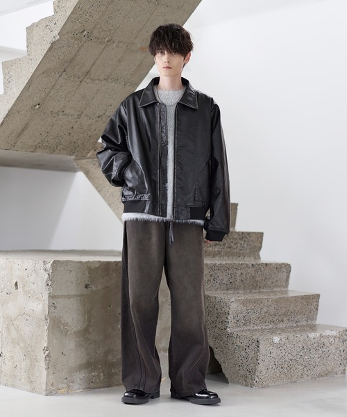 ASTRONOMY ブルゾン アウター 中綿入り ヴィンテージPU合皮ショート丈