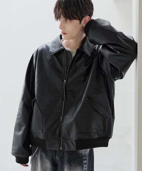 ASTRONOMY ブルゾン アウター 中綿入り ヴィンテージPU合皮ショート丈