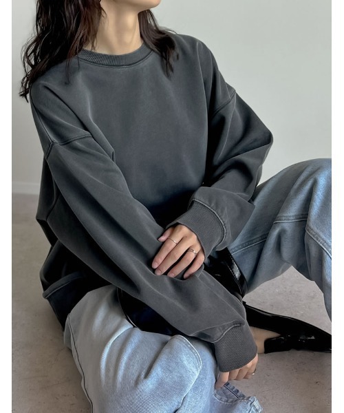 Rokh / ロック | 刺繍 アシンメトリー スリット 変形 プルオーバー スウェット | XS | グレー | レディース 刺繍 アシンメトリー スリット 変形 プルオーバー スウェット