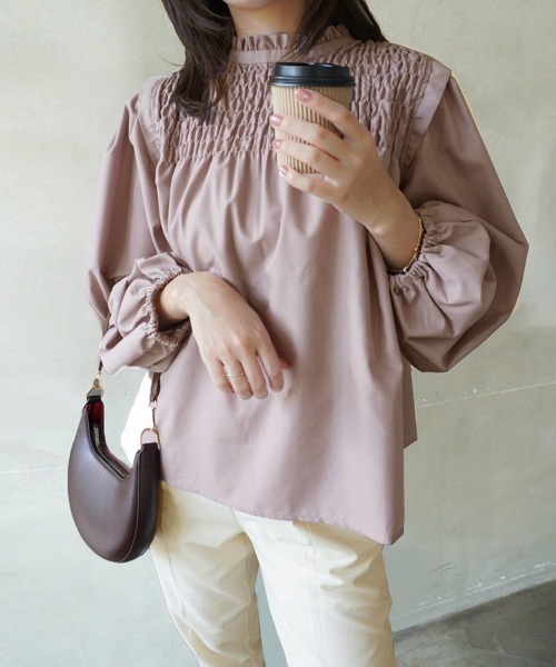 ブラウス シャツ シャーリングブラウス レディース : ZOZOTOWN