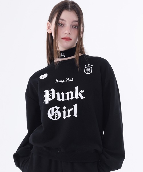 トレーナー スウェット A'GEM/9 × .kom「CLUTSTUDIO/クラットスタジオ」punk girl sweatshirt/パンクガールス