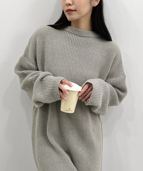 ワンピース 「前後2way」zip付ミニ丈ニットワンピース