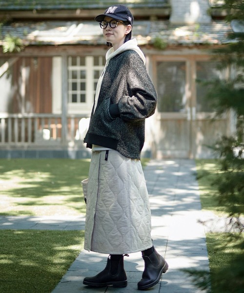 キルトスカート NOD0853 (スカート) WORSTED WOOL LOW WAIST PLEATS WRAP SKIRT LENGTH