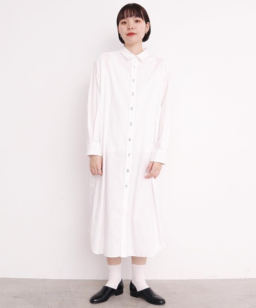 a♡出品 I am in fact シャツワンピース _recycle OX 数字刺繍シャツ