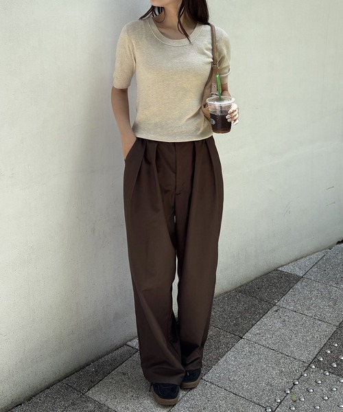 UNF/LO ブラックニット 半袖 ♢新品】ブラック 半袖ニット - メルカリ