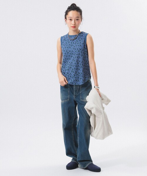 タンクトップ ノースリーブ フラワー サーマル ノースリーブ レディース BEAMS BOY タンクトップ ノースリーブ フラワー サーマル