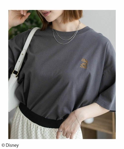 Disney tシャツ ミッキー チップ＆デールサガラ刺繍Tシャツ