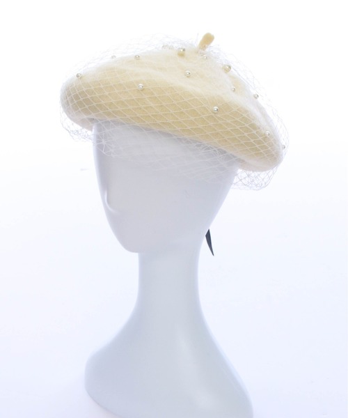 clear 帽子 ベレー帽 パールチュールベレー帽「ガーリー 大人