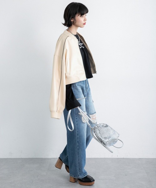 「PAGEBOY」 ジップアップブルゾン FREE ブラック レディース_画像6