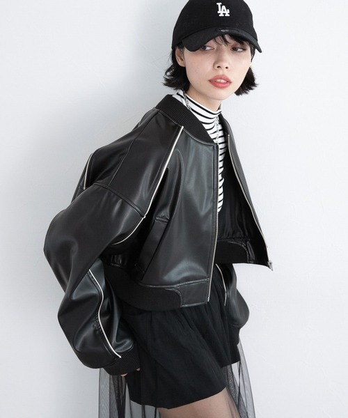 「PAGEBOY」 ジップアップブルゾン FREE ブラック レディース_画像7