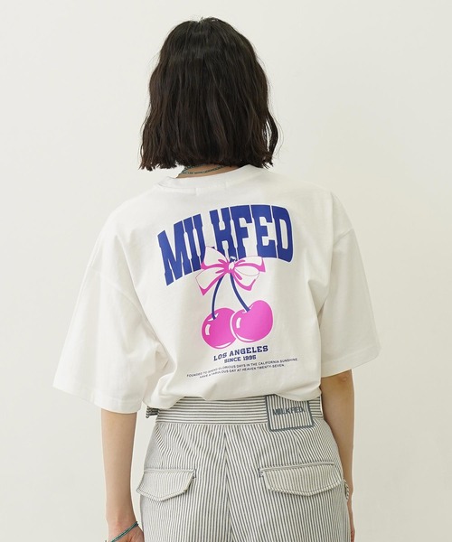 MILKFED.（ミルクフェド） tシャツ CHERRY AND RIBBON WIDE S/S TEE