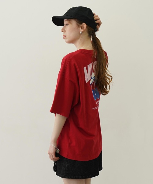 MILKFED.（ミルクフェド） tシャツ 半袖 CHERRY AND RIBBON WIDE S/S