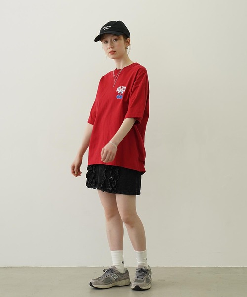MILKFED.（ミルクフェド） tシャツ 半袖 CHERRY AND RIBBON WIDE S/S