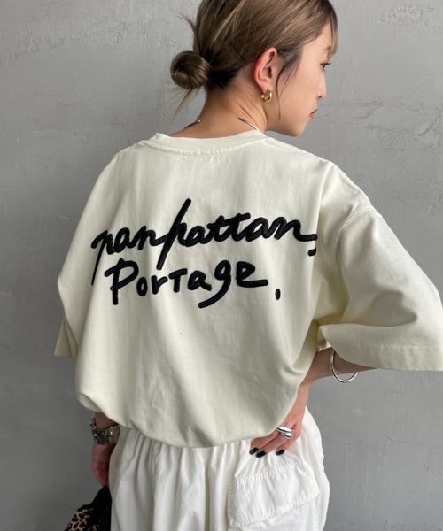 tシャツ 「MANHATTAN PORTAGE/マンハッタンポーテージ」 手書き風バック刺繍ロゴ ショートスリーブTシャツ レディース メンズ