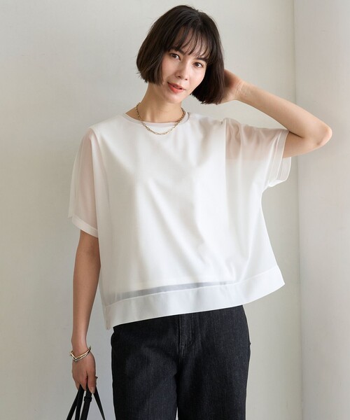 tシャツ 「洗える/ストレッチ」シアーレイヤードT レディース