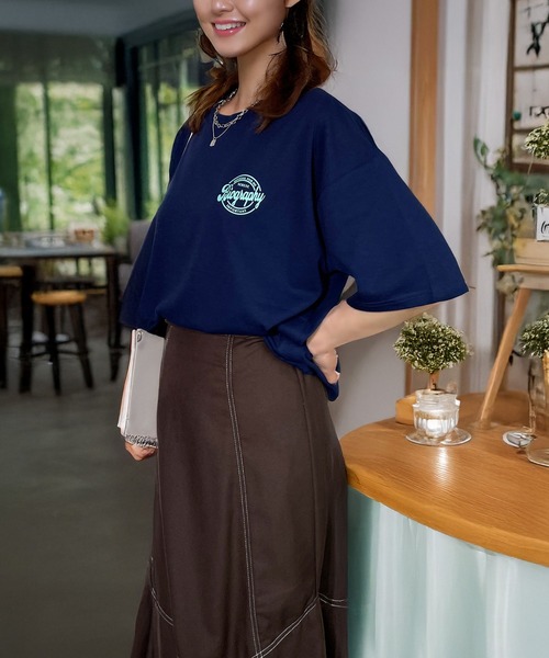 Candlestick tシャツ レトロ ポップ サガラ刺繍 半袖 Tシャツ 韓国