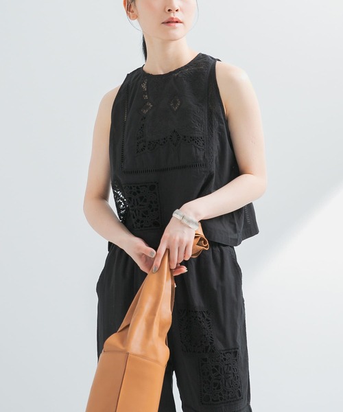 アーバンリサーチ　レースジレ　ベスト URBAN RESEARCH ベスト ジレ カットワークレース刺繍ジレ