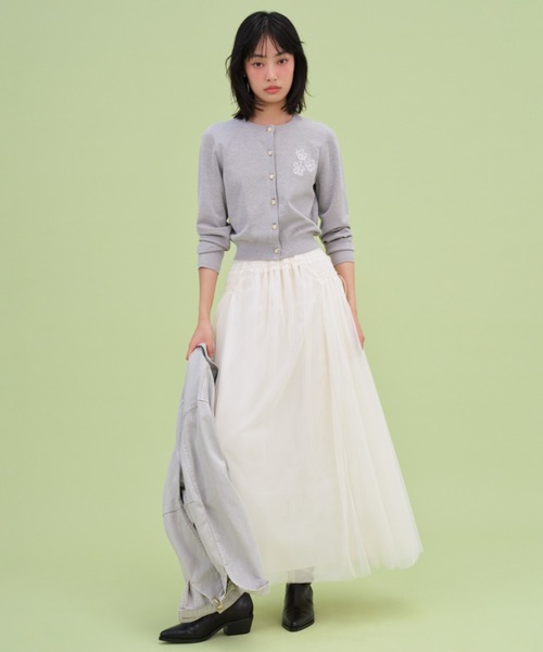 SNIDEL フラワーモチーフワンポイントカーディガン SNIDEL｜【BOUQUET OF JOY】フラワーモチーフワンポイント