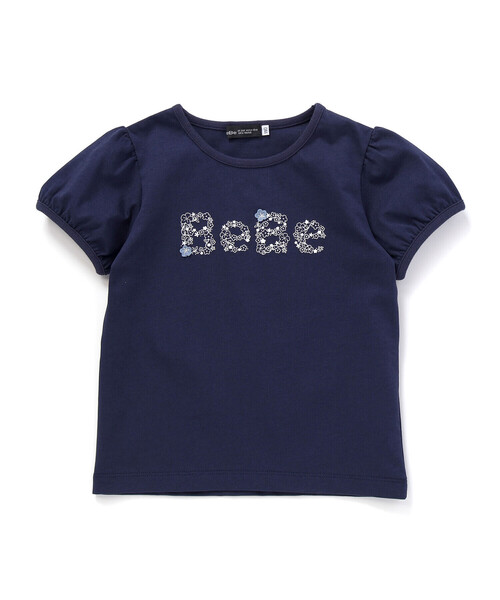 ♡bebe♡　0418 BeBe（ベベ） tシャツ 「WEB限定」発泡プリントお花ロゴ天竺半袖T