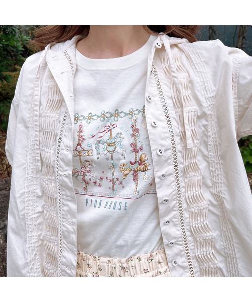 tシャツ メリーゴーラウンドプリントカットソー レディース