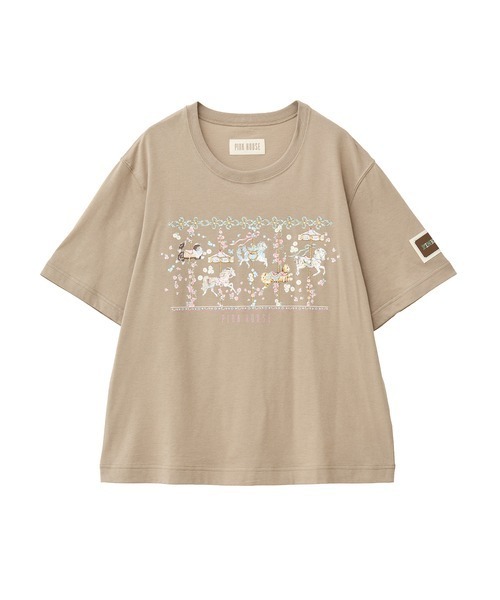 PINK HOUSE tシャツ メリーゴーラウンドプリントカットソー