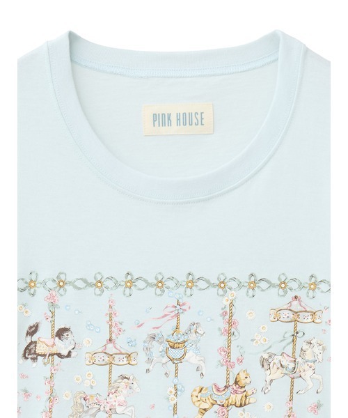 ピンクハウス　メリーゴーラウンドプリントカットソー　tシャツ PINK HOUSE（ピンクハウス） tシャツ メリーゴーラウンドプリント