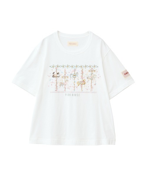 PINK HOUSE（ピンクハウス） tシャツ メリーゴーラウンドプリント