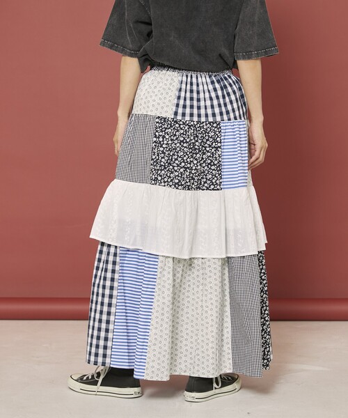 【今季新品★未開封】Freada パッチワーク フリルスカート Freada スカート Freada/フリーダ パッチワーク フリルスカート