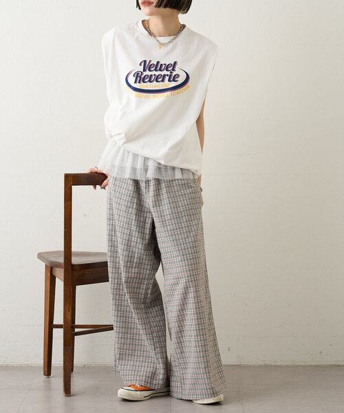 レースラインパンツ w closet パンツ チェックレースラインパンツ レディース