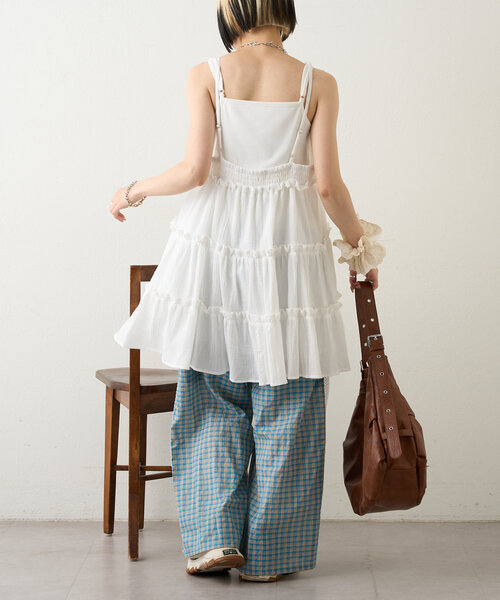 w closet パンツ チェックレースラインパンツ レディース