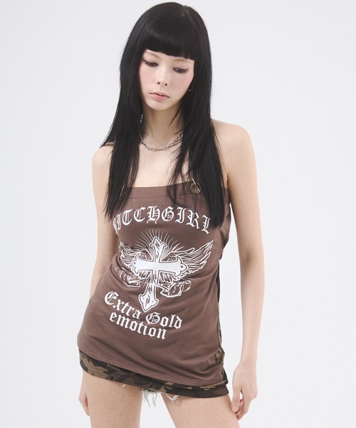 DAIYA（ダイヤ） tシャツ クロスモチーフプリントベアトップ カモフラ