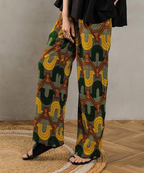 en CAnAF パンツ アフリカンプリント イージーパンツ レディース
