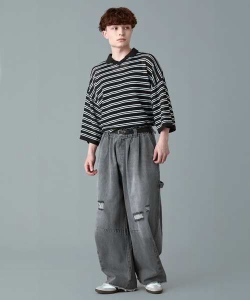 パンツ damage denim pants(unisex) / saxblue damage denim pants(unisex)/saxblue | KNUTH MARF
