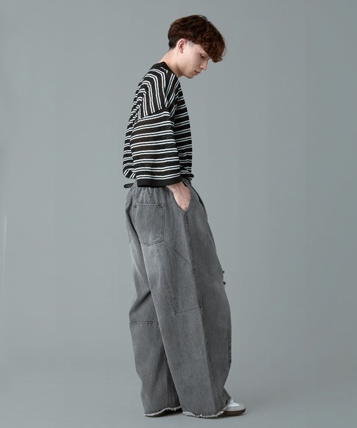 パンツ BRU NA BOINNE damage paint denim pants RUUBON ジーンズ 「RUUBON」painter curve damage denim pants