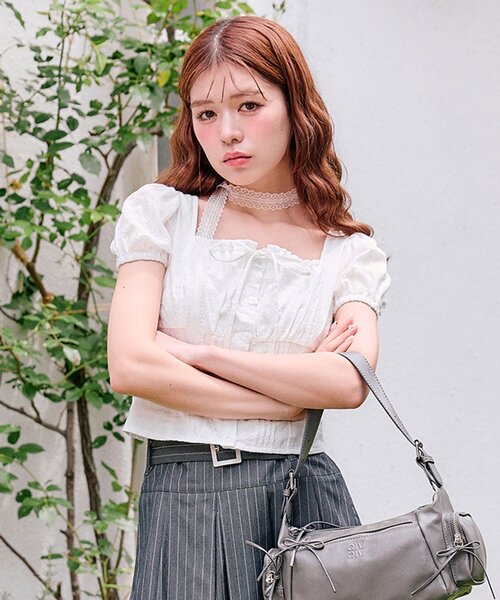OLIVE des OLIVE keruブラウス グレー OLIVE des ブラウス シャツ Keru ボウタイブラウス レディース