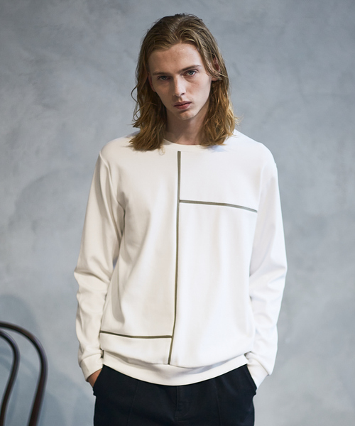 5351 pour les hommes シャツ 5351 POUR LES HOMMES tシャツ スリットネック八分袖プル