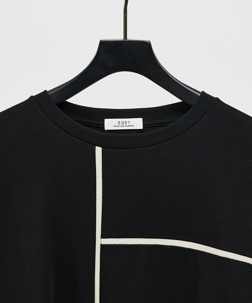 5351 pour les hommes シャツ 5351 POUR LES HOMMES tシャツ スリットネック八分袖プル