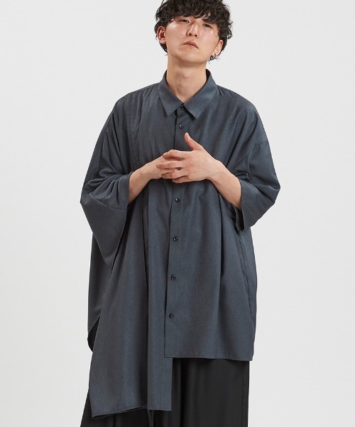 NO ID.（ノーアイディー） シャツ mhs2410-アシンメトリーポンチョSH