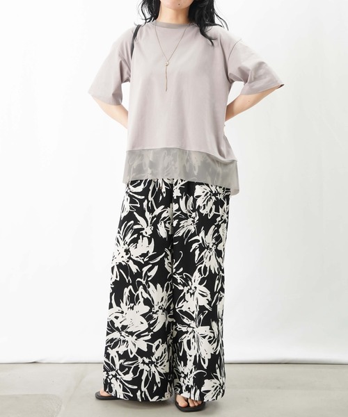 tシャツ LC/LLL 袖Vレース切替トップス レディース LADY LUCK LUCA tシャツ LC/LLL 袖Vレース切替トップス