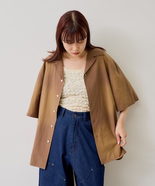ブラウス シャツ 「UNISEX」サンフェードオープンカラーシャツ レディース メンズ