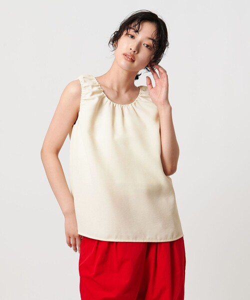 ブラウス シャツ COMFY ギャザーノースリーブブラウス -吸水速乾 UVカット ウォッシャブル- レディース