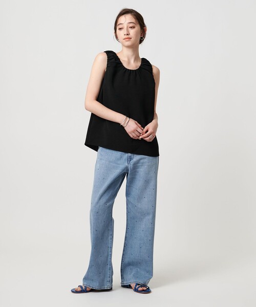 ブラウス シャツ COMFY ギャザーノースリーブブラウス -吸水速乾 UVカット ウォッシャブル- レディース