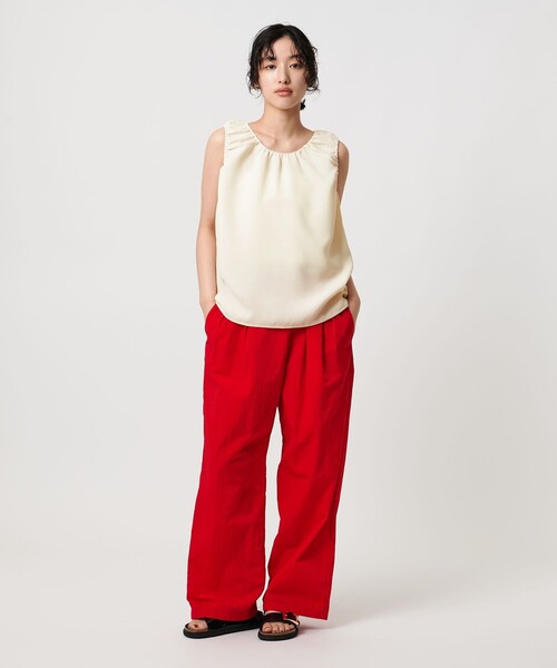 ブラウス シャツ COMFY ギャザーノースリーブブラウス -吸水速乾 UVカット ウォッシャブル- レディース