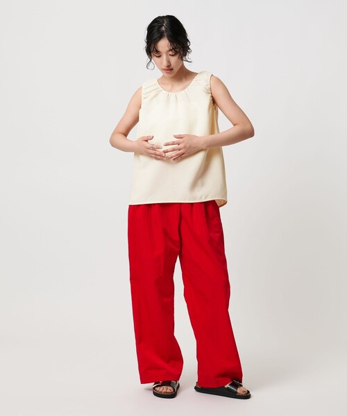 ブラウス シャツ COMFY ギャザーノースリーブブラウス -吸水速乾 UVカット ウォッシャブル- レディース