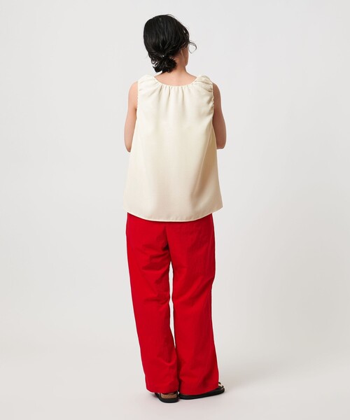 ブラウス シャツ COMFY ギャザーノースリーブブラウス -吸水速乾 UVカット ウォッシャブル- レディース