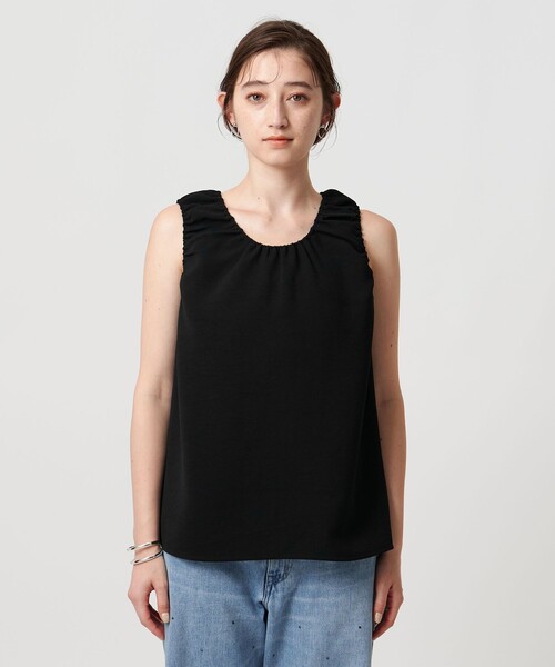 ブラウス シャツ COMFY ギャザーノースリーブブラウス -吸水速乾 UVカット ウォッシャブル- レディース