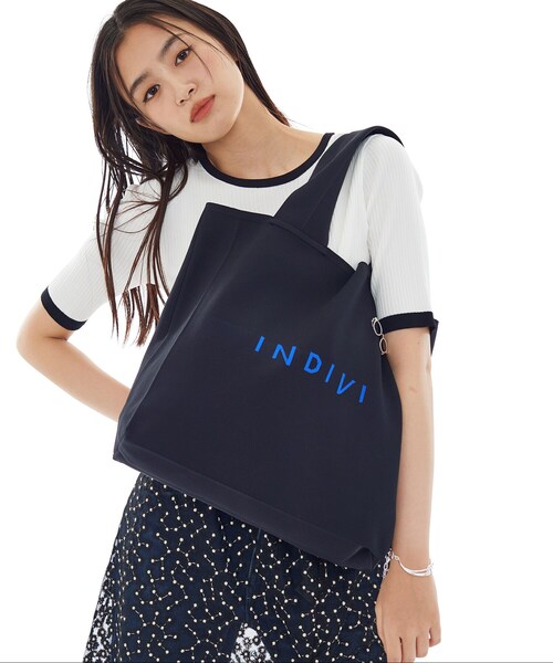 INDIVI（インディヴィ） トートバッグ 「A4サイズ対応」ロゴニット