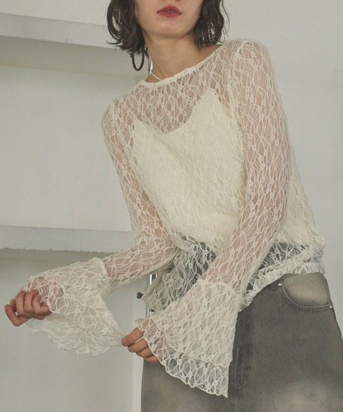 tシャツ bell sleeve lace tops / ベルスリーブレーストップス レディース