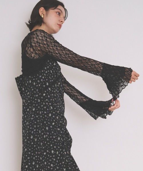 loin nuit tシャツ bell sleeve lace tops / ベルスリーブレース