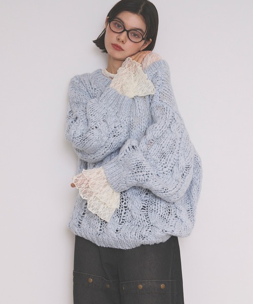 loin nuit tシャツ bell sleeve lace tops / ベルスリーブレース